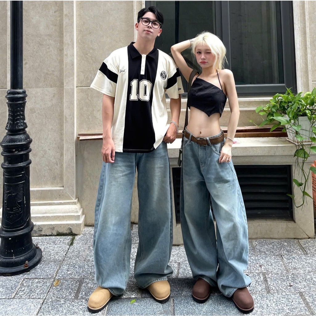 Quần Jeans COTTON NORMAL NQ30 Ống Rộng Thụng Cạp Cao Nam Nữ Unisex (KHÔNG XÙ LÔNG) | BigBuy360 - bigbuy360.vn
