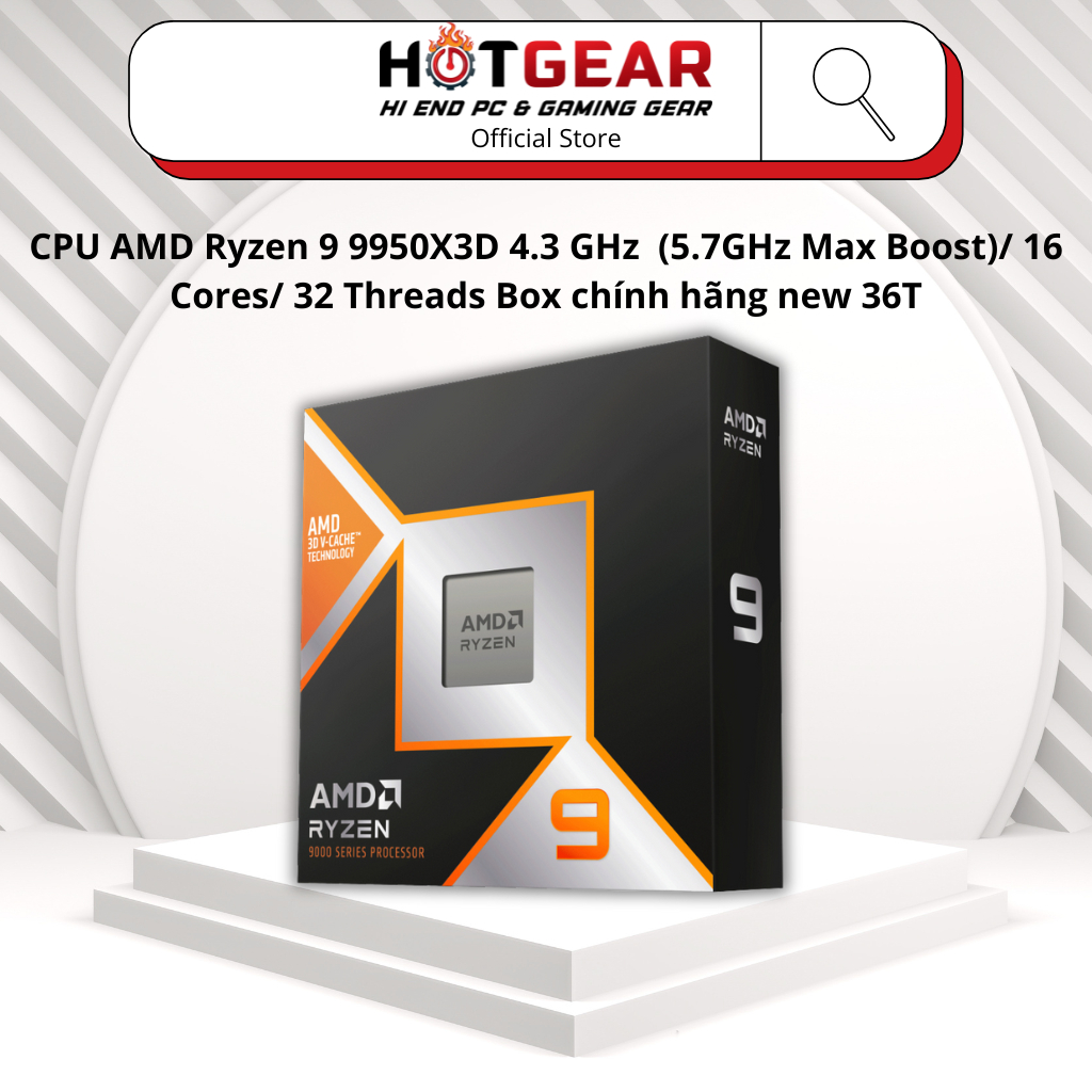 CPU AMD Ryzen 9 9950X3D 4.3 GHz  (5.7GHz Max Boost)/ 16 Cores/ 32 Threads Box chính hãng new 36T