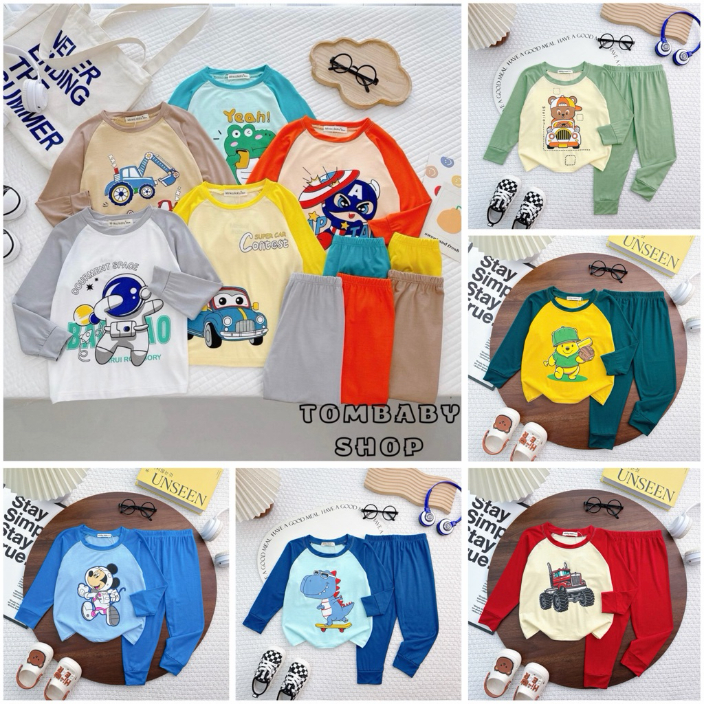 (9-30kg) BỘ DÀI TAY THUN LẠNH MINKY MOM CHO BÉ TRAI VÀ BÉ GÁI