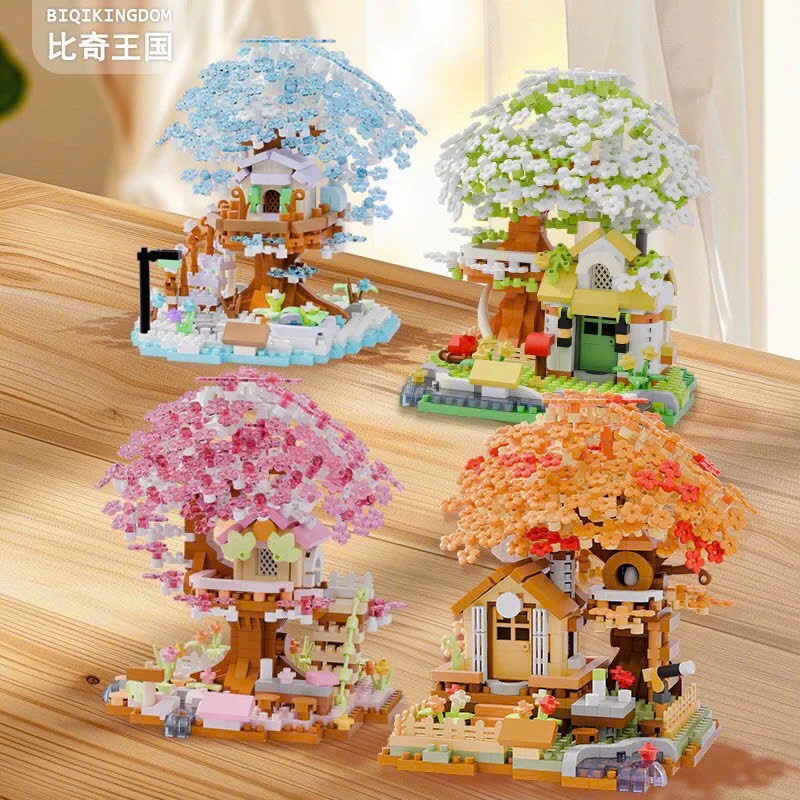 Đồ Chơi Lắp Ráp 3D Mini Mô Hình Cây Bốn Mùa/Ngôi Nhà Trên Cây MZ-349,MZ-350,51,52