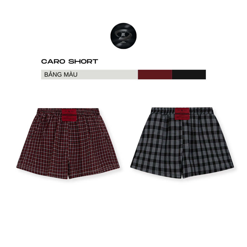 Bad Choices | Quần short đùi caro form ngắn mạc lưng đỏ