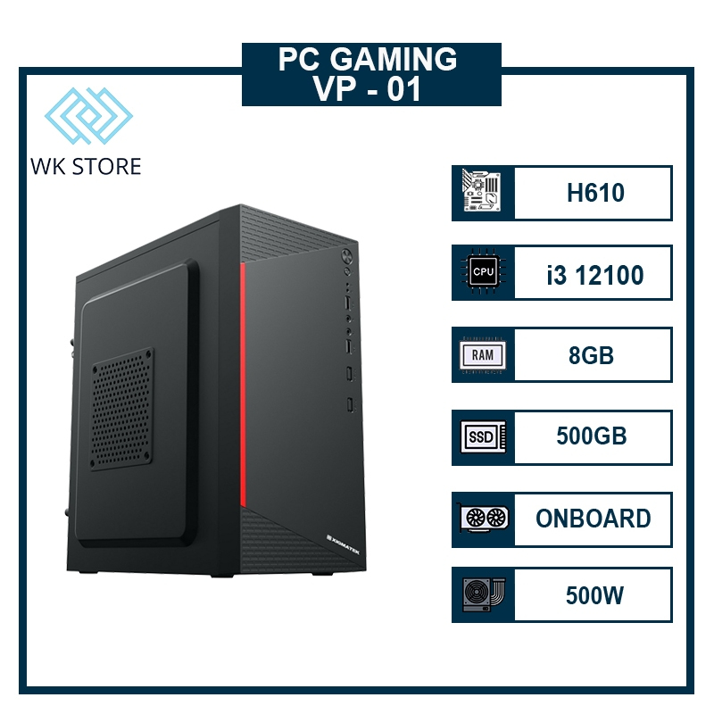 Thùng PC Văn Phòng VP-01 / VP-02 | i3 12100/ i3 10100, Ram 8GB, (Mới, BH 36T)