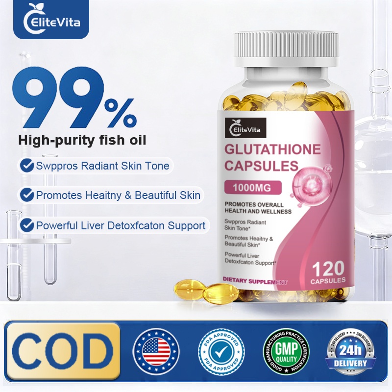 EliteVita Glutathione 120 Viên nang - Thực phẩm bổ sung làm sáng da và bảo vệ gan