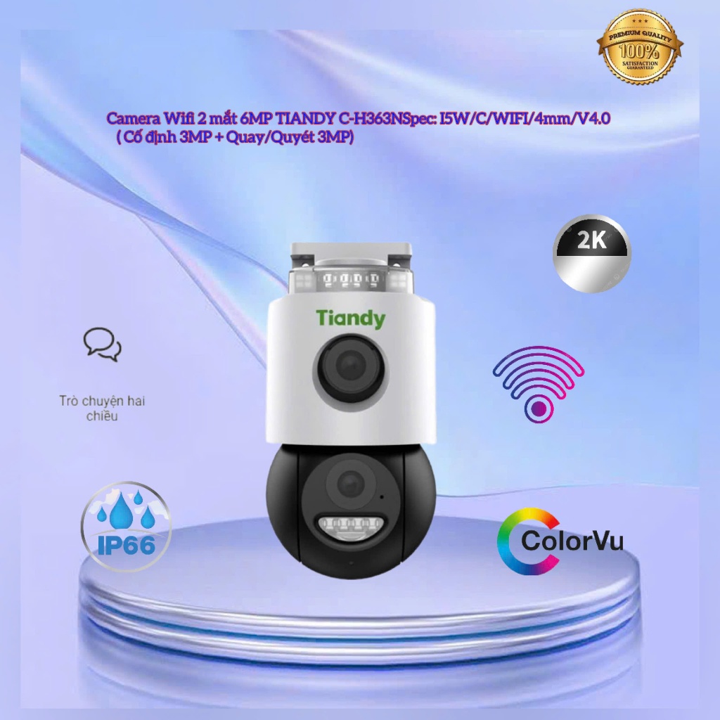 Camera WIFI 6MP TIANDY TC-H363N Dual Lens 2 Camera - ( Cố định 3MP + Quay/Quyét 3MP) Color Maker & H