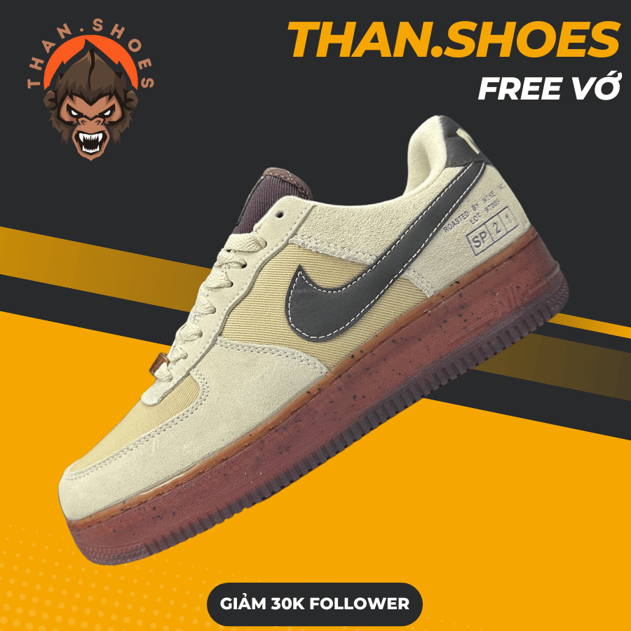 Giày Sneaker AF1 Coffee, AF1 Nâu Kaki Cà Phê - Than.Shoes