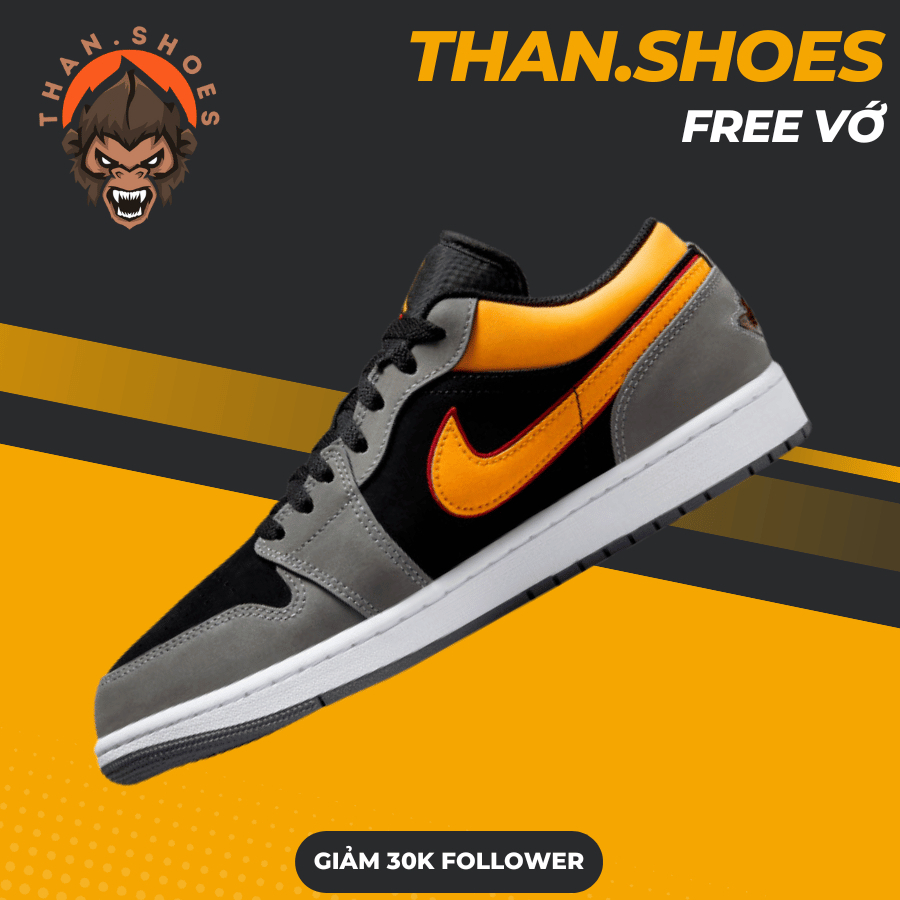Giày Sneaker JD1 Low Vivid Orange, JD1 Xám Đen Cam - Than.Shoes