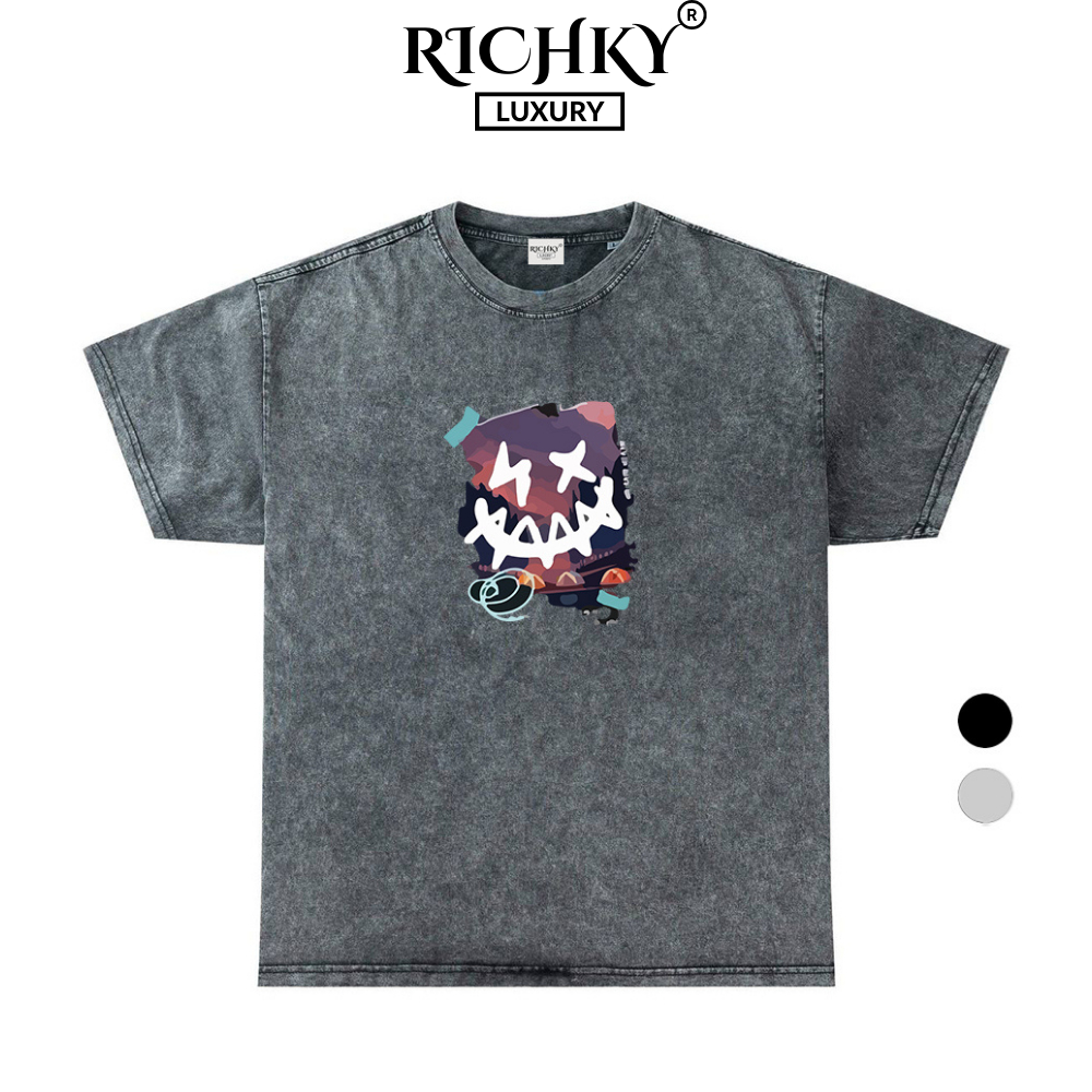 Áo Thun Wash Richky Premium Tee Crazy Smiley Face