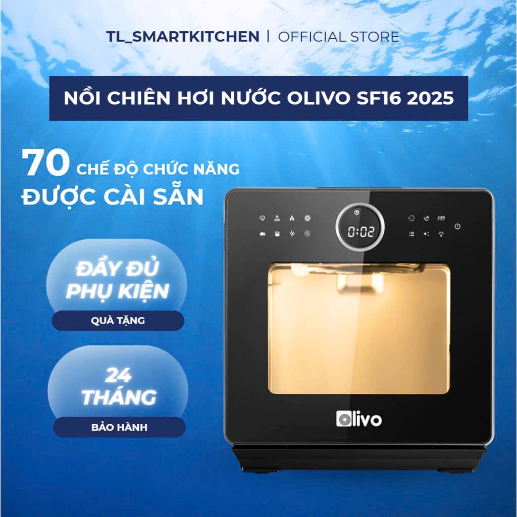 [CHÍNH HÃNG] Nồi Chiên Hơi Nước OLIVO SF16 PRO MAX 2025 - Dung Tích 16L - Thương Hiệu Mỹ 🇺🇸