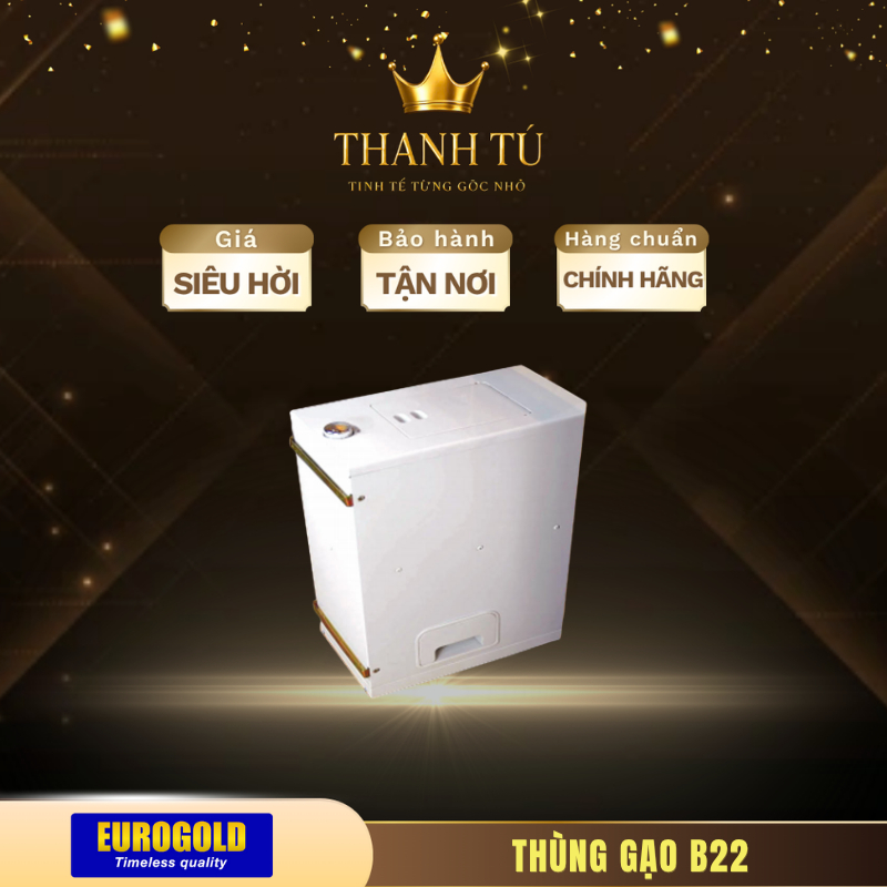 Thùng đựng gạo Eurogold B22/GB220W – Mẫu Gắn Cánh Cao Cấp, Đẳng Cấp Châu Âu