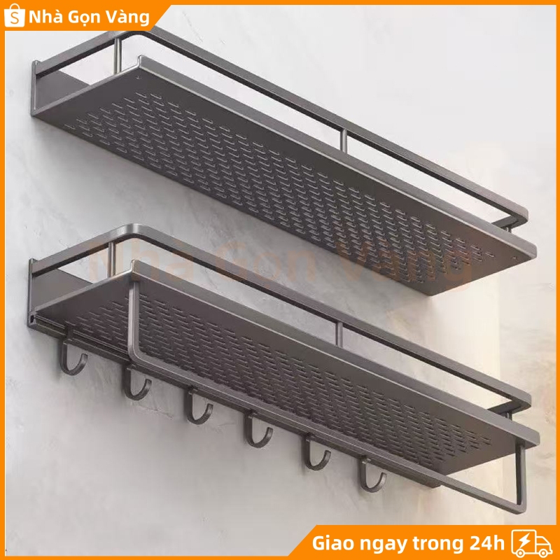 Kệ nhà tắm dán tường đựng đồ đa năng, chất liệu Nhôm hàng không cao cấp chống gỉ tặng kèm phụ kiện lắp đặt