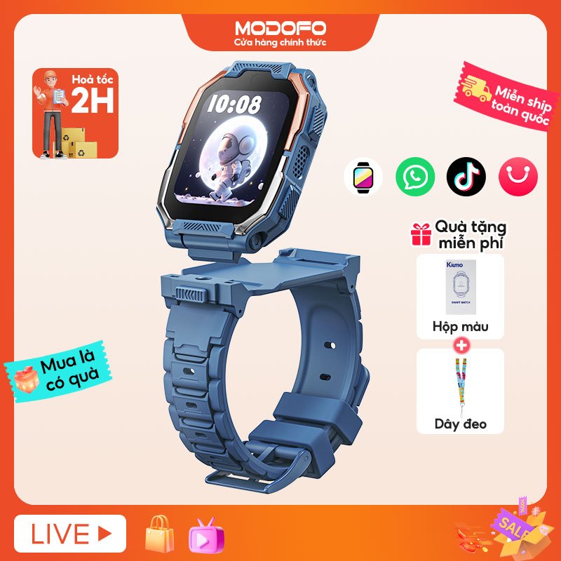 Kiumo Đồng Hồ Trẻ Em 4G, đàm thoại 2 chiều Bluetooth, định vị và cảnh báo nguy hiểm Định vị GPS