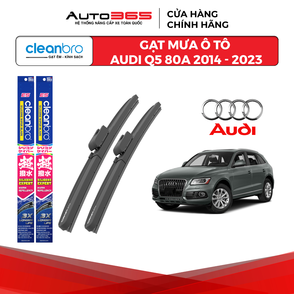 Cần gạt mưa Cleancho xe ô tô Audi Q5 80A 2014 - 2023+ phủ nano lắp zin - Auto365 Store