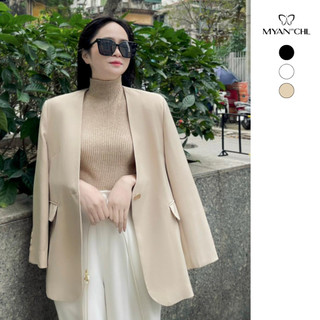   FORM RỘNG  Áo Khoác Vest Nữ Không Cổ 1 Cúc MYAN DESIGN Sang Chảnh Thanh Lịch Avn122302 