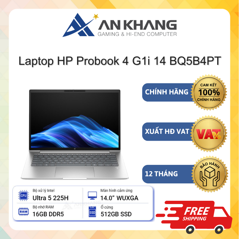Laptop HP Probook 4 G1i 14 BQ5B4PT (Ultra 5-225H,16GB RAM,512GB SSD, 14"WUXGA Touch,Win 11) Chính hã