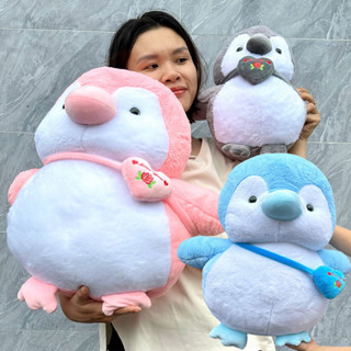  Gấu bông Chim Cánh Cụt Đeo Túi Đáng Yêu Chim Cánh Cụt Nhồi Bông Cute có khóa kéo tiện vệ sinh 