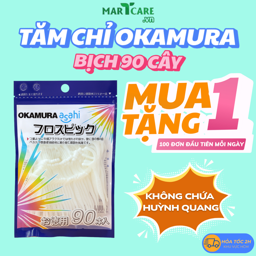   BỊCH 50C-90C  Tăm Chỉ Nha Khoa Okamura Nhật Bản Tăm Chỉ Kẽ Răng Xỉa Răng Làm Sạch An Toàn 
