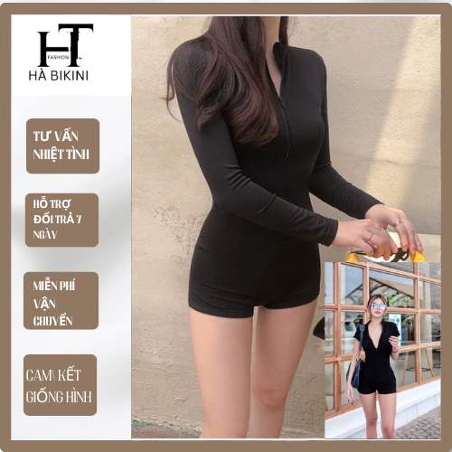 [ SIZE:S - M - L - XL ] Bikini đồ bơi đi biển 1 mảnh khoá kéo form short kín đáo HÀ BIKINI  MS-007