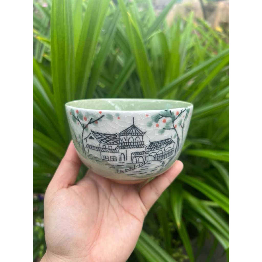 Chawan celadon Nhật Bản - bát đánh matcha - Gốm Nhật 2hand