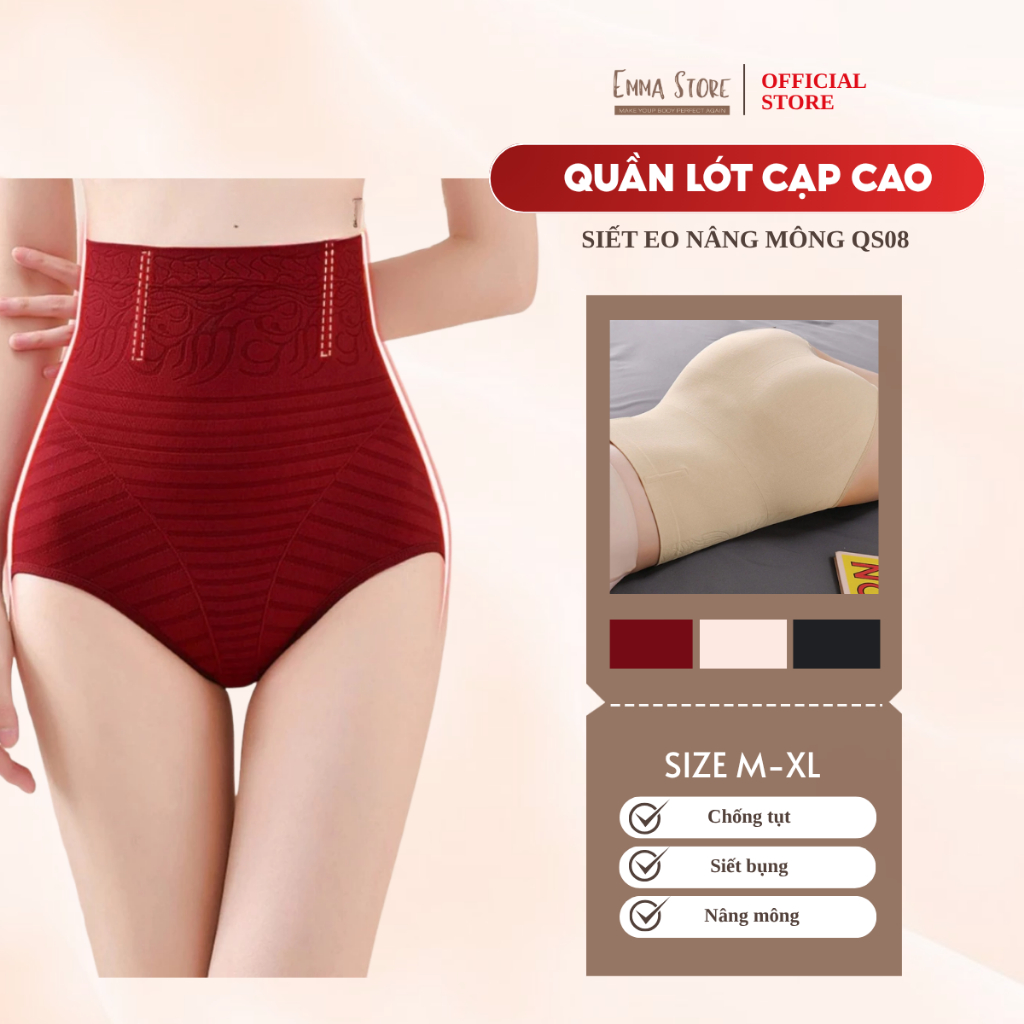 Quần lót cạp cao Emma Store QS08 gen bụng siêt eo nâng mông, tôn dáng, chống cuộn