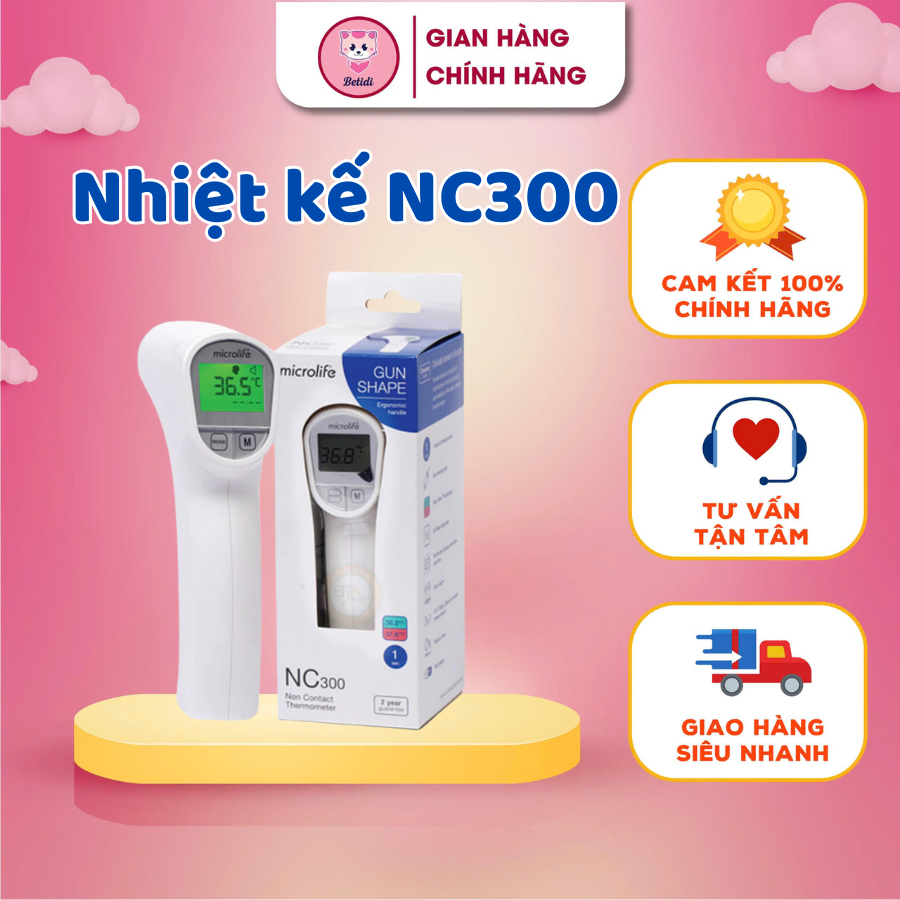 Nhiệt kế hồng ngoại đo trán MICROLIFE NC300 CHÍNH HÃNG - Bảo hành 2 năm - Betidi