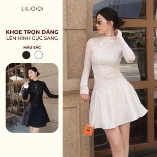  Váy Tiểu Thư Sang Chảnh Ren Nữ Dài Tay Eo Ôm Dự Tiệc Đi Chơi LiLiQiQi By LeeGi - VN820 