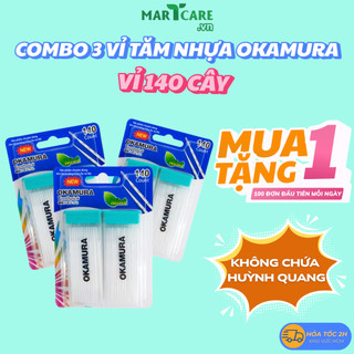   COMBO 3 VỈ  Tăm Nhựa Nha Khoa OKAMURA Nhật Bản Cao Cấp Xỉa Răng Làm Sạch Nhanh An Toàn  140c vỉ  