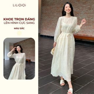  Đầm Tiệc Cưới Sang Chảnh Dáng Dài Váy Nữ Xinh Xoè Bồng Tơ Hoa Nổi LiLiQiQi By LeeGi - DD764 
