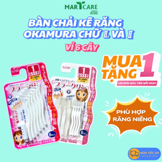   VỈ 6C-SSS  Bàn Chải Kẽ Răng OKAMURA Dr.Polir Cho Răng Niềng Chính Hãng Nhật Bản Dạng I và L 