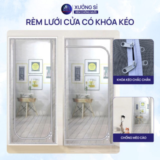 Rèm Lưới Cửa Có Khóa Kéo REMMINHLONG – Chống Mèo Cào, Chống Thú Cưng Chạy Ra Ngoài, Ngăn Muỗi Hiệu Quả