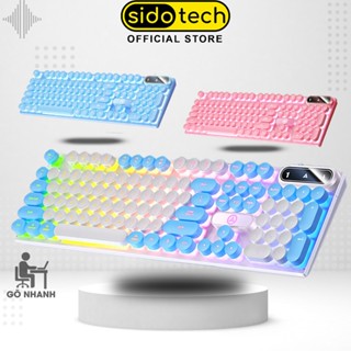 Bàn phím máy tính nút tròn SIDOTECH K600 gaming 104 key giả cơ đèn led chơi game làm việc văn phòng cảm giác gõ phím tốt
