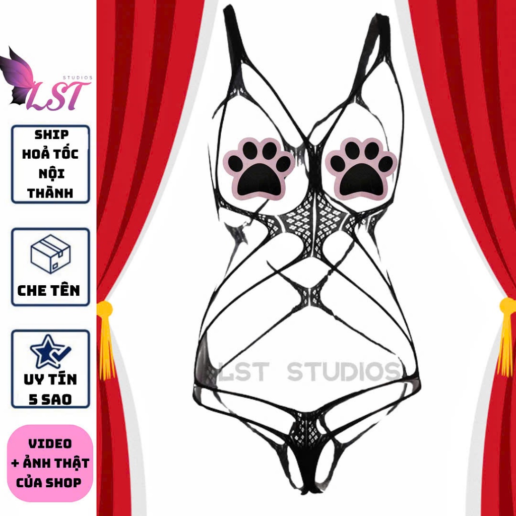 ME7549 [CHE TÊN] Body Lưới Đan Dây Gợi Cảm CÓ BIGSIZE DƯỚI 80KG Nội Y Mặc Nhà Quyến Rũ [XEM VIDEO SẢ