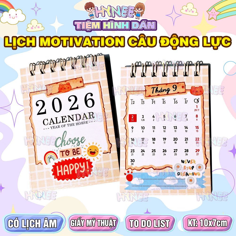 Lịch Bỏ Túi 2026 Có Lịch Âm, Lịch Mini Câu Nói Hay Tạo Động Lực Motivation Quotes - Lịch Để Bàn 2026