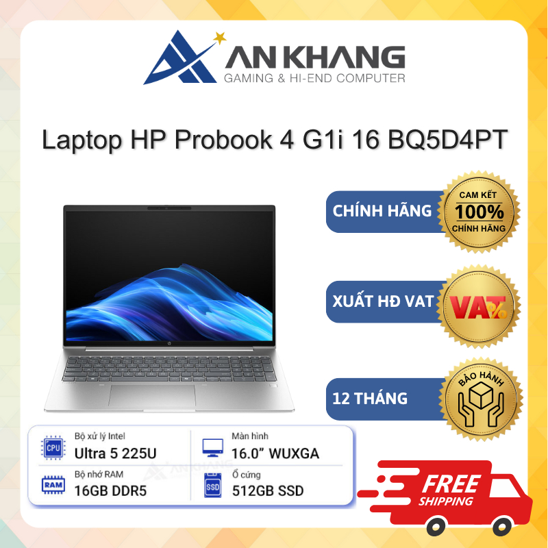Laptop HP Probook 4 G1i 16 BQ5D4PT (U5-225U/16G/512GSSD/16.0WUXGA/Win11SL/LEDKB) Chính hãng Bảo hành