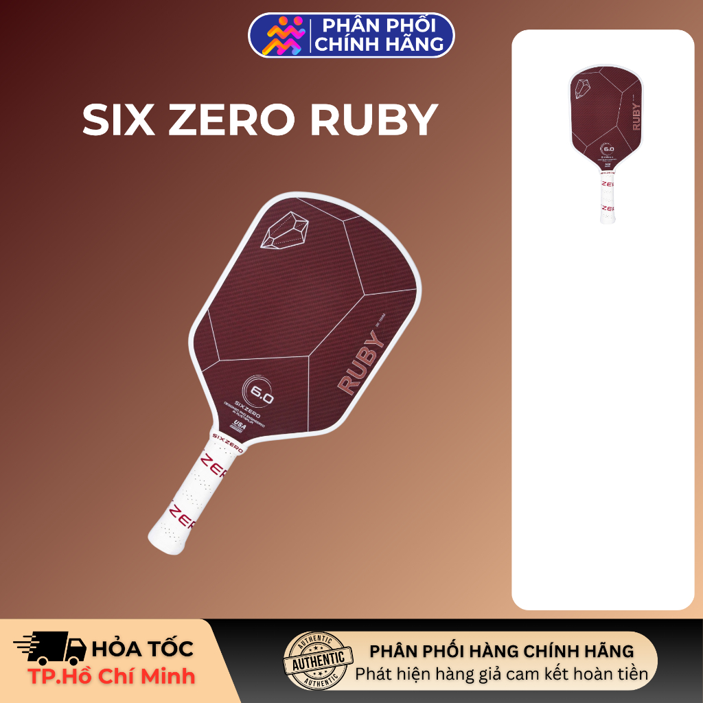 Vợt Pickleball Six Zero Ruby White And Red - Chính Hãng