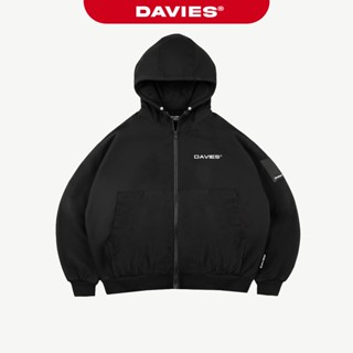  Áo khoác kaki có mũ DAVIES nam nữ màu đen form rộng đẹp Hooded Jacket local brand| D31-AK1 