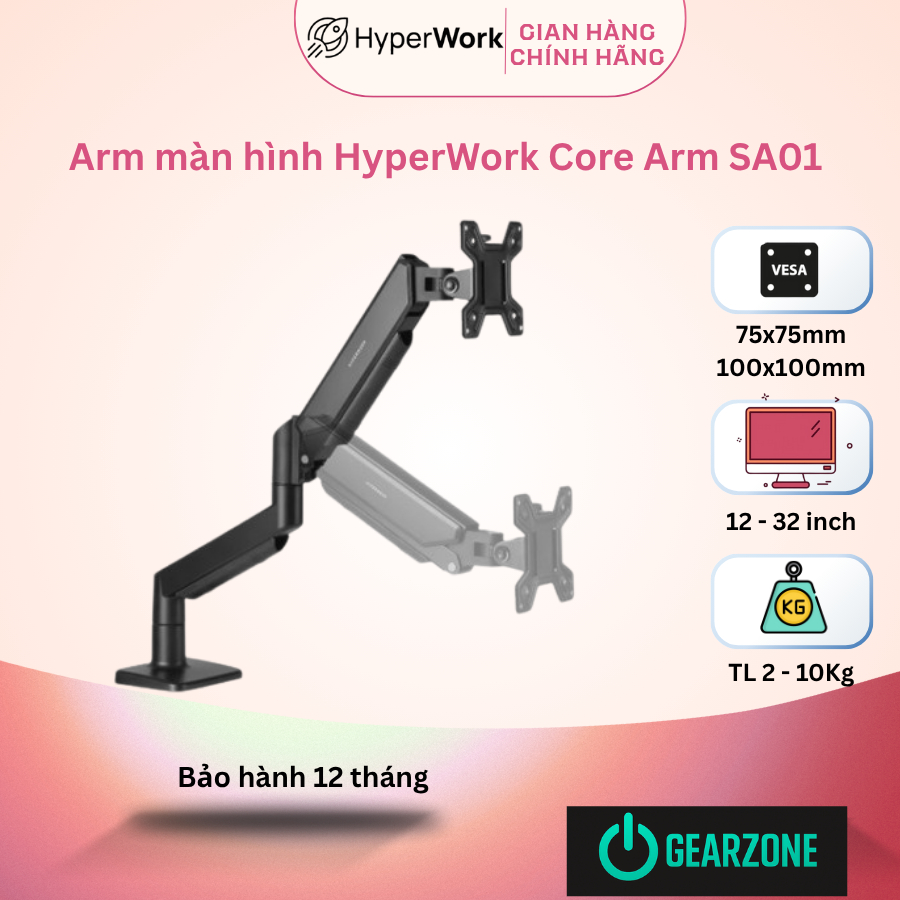 🖥️ GIÁ ĐỠ / ARM MÀN HÌNH HYPERWORK CORE ARM SA01 – NÂNG TẦM GÓC LÀM VIỆC CHUYÊN NGHIỆP