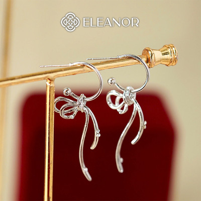 Bông tai nữ chuôi bạc 925 Eleanor Accessories dáng dài hình nơ phụ kiện trang sức khuyên tai 10550