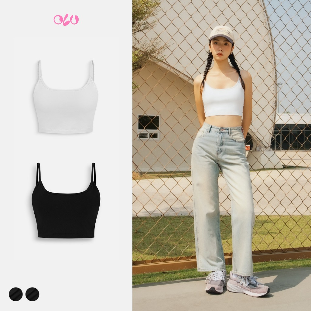 Áo kiểu OLV 2 dây croptop có sẵn mút đệm ngực Camisole nhiều màu dáng basic | BigBuy360 - bigbuy360.vn