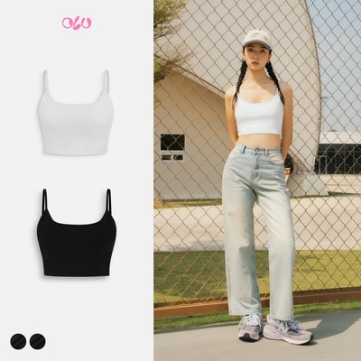 Áo kiểu OLV 2 dây croptop có sẵn mút đệm ngực Camisole nhiều màu dáng basic