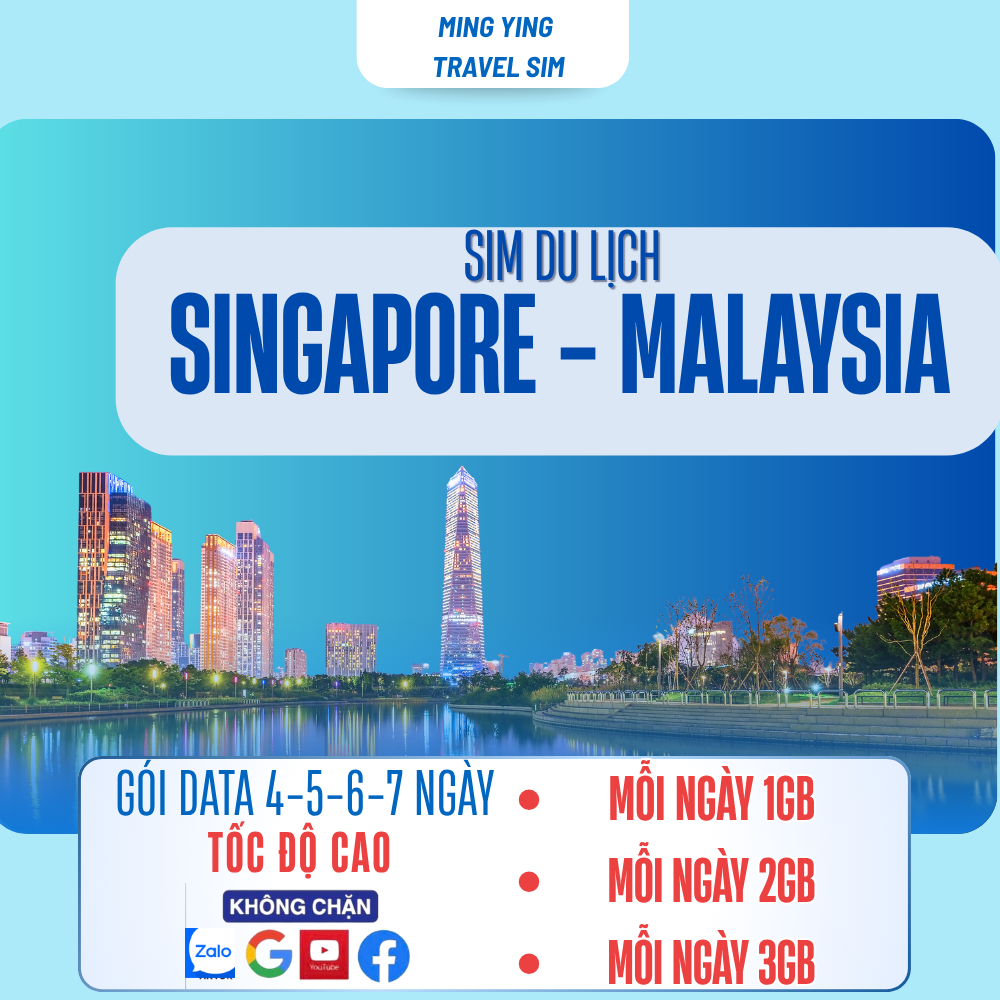 Sim Du Lịch 2 Nước SINGAPORE Và MALAYSIA 4G Tốc Độ Cao, Sim SINGAPORE Và MAYLAYSIA Gói Cước 4 đến 7 