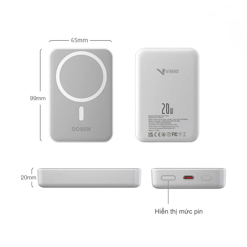 Dosen Pro Mini P3 Từ Tính Không Dây 10000mah 12000mAh 22.5W Sạc Nhanh Power Bank có nam châm thích hợp cho phone | BigBuy360 - bigbuy360.vn
