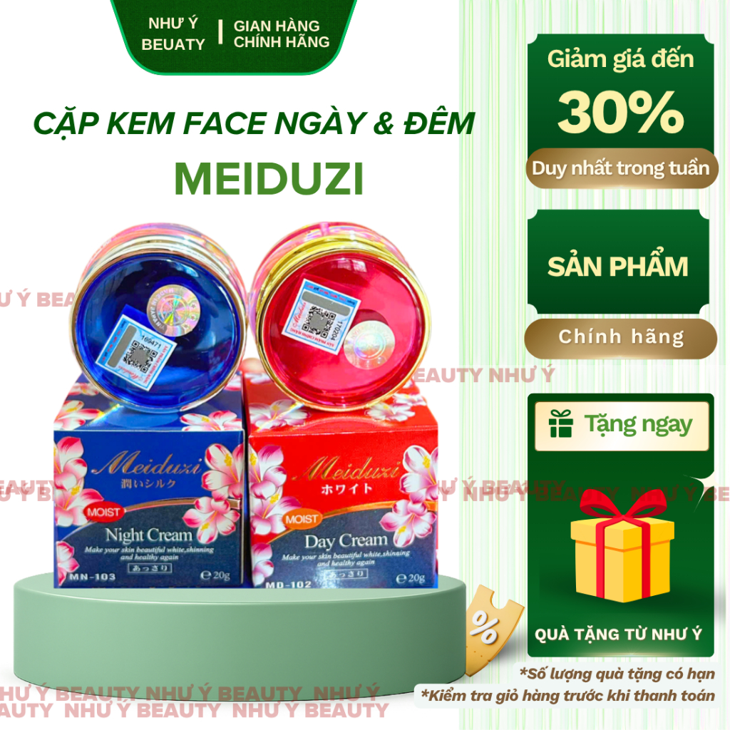 Bộ Kem Nhật Meiduzi Ngày & Đêm Dưỡng Trắng Mờ Nám Hàng Hàng Chuẩn Chính Hãng Có Tem Vuông Điện Tử