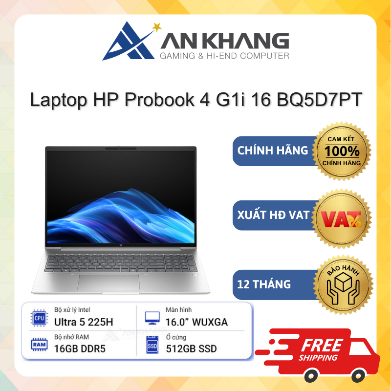 Laptop HP Probook 4 G1i 16 BQ5D7PT (U5-225H, 16G RAM, 512GSSD, 16.0WUXGA, W11SL, LEDKB) Chính hãng B