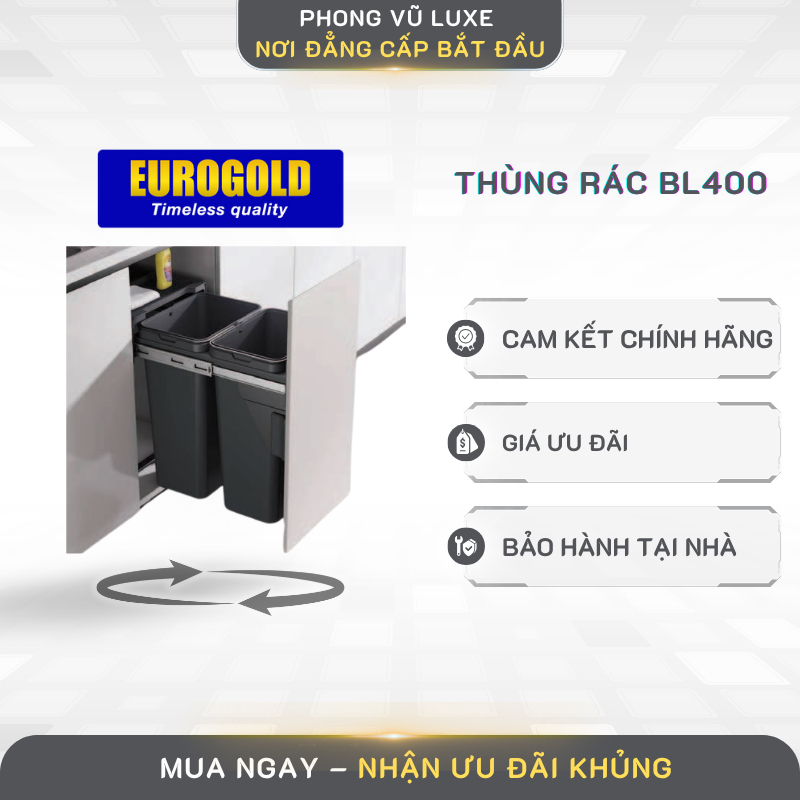 Thùng Rác Gắn Tủ Bếp Eurogold BL400 Kiểu Dáng Hiện Đại Thẩm Mỹ Bền Đẹp