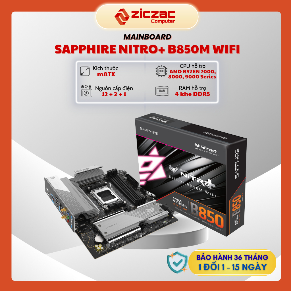 Mainboard Sapphire B850M NITRO+ | PULSE WIFI DDR5 AMD AM5 - Chính hãng
