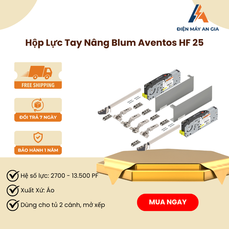 Tay Nâng Blum Hafele HF 25 Top 22F1505 – Mẫu mới - Điều chỉnh 3 chiều - cho tủ 2 cánh - PEB