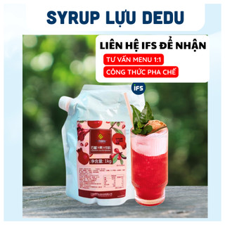 Syrup Lựu Đỏ Dedu - Syrup Lựu Ép (1Kg) - Nguyên Liệu Pha Chế IFS - Syrup lựu pha trà trái cây