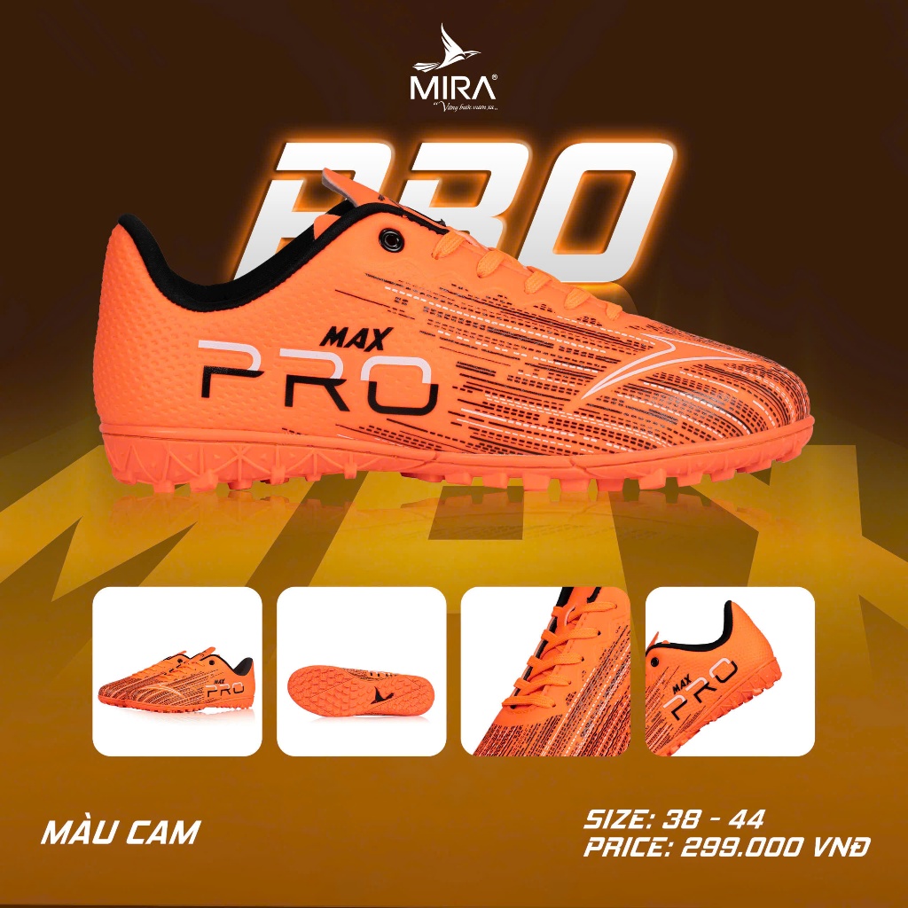 Giày Bóng Đá Mira Pro Max Khâu Full Đế Sân Cỏ Nhân Tạo