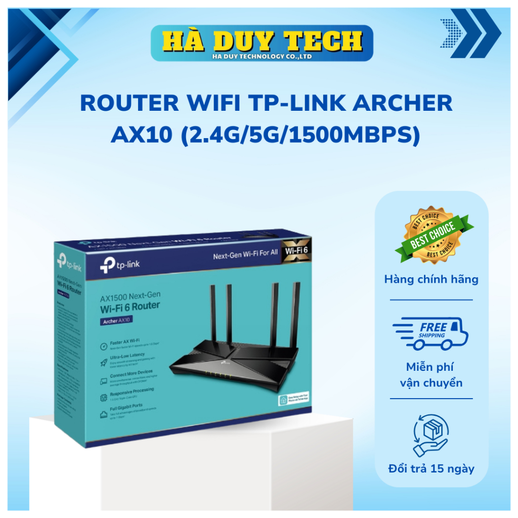 ROUTER WIFI TP-LINK ARCHER AX10 (2.4G/5G/1500Mbps) Chính Hãng - BH 24T