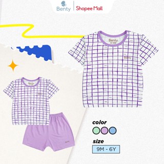  Bộ cộc cài vai phối caro BENTY dễ thương mát mềm mịn quần áo trẻ em an toàn cho làn da bé 